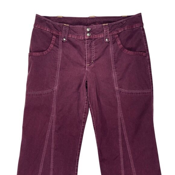 Athleta Corduroy Bootcut Pants Women 8 Burgundy Drawstring Yoga Stretch Everyday - Picture 2 of 12